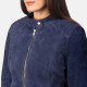 Kelsee Navy Blue Suede Biker Jacket